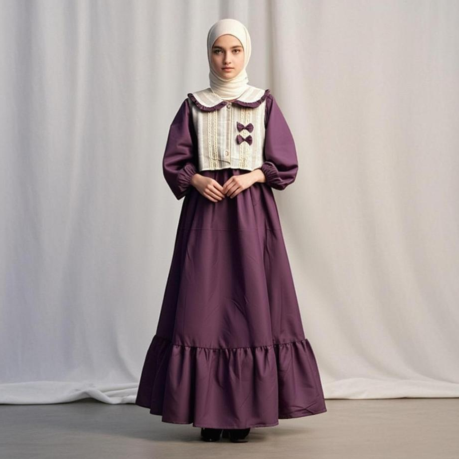 Gamis Remaja Vest Rompi with Ribbon Pita Katun