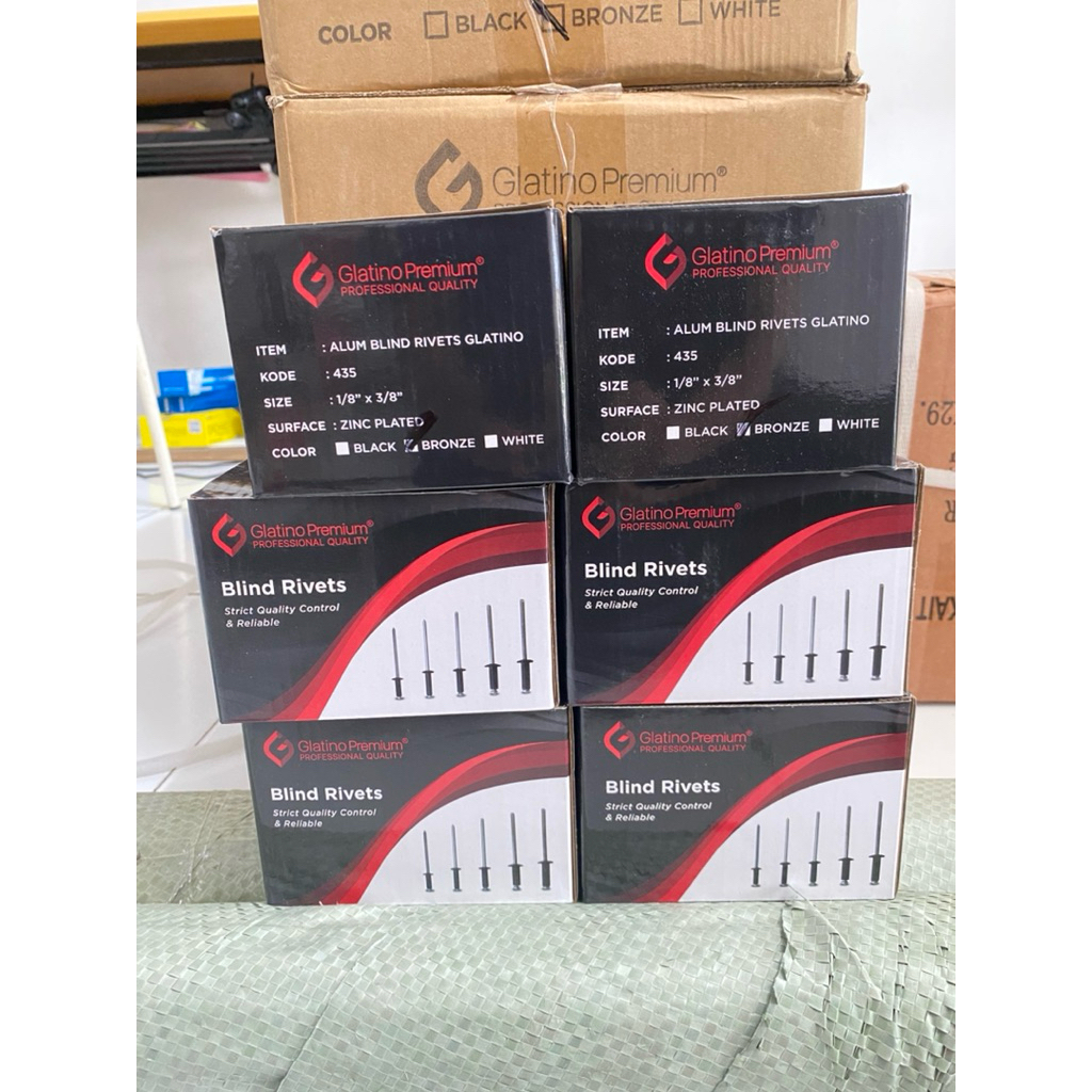Paku Rivet 435 Glatino Warna Putih, Hitam, Coklat / rivet warna