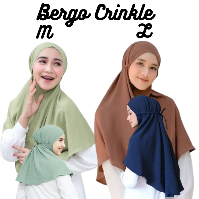 HIJAB BERGO CRINKLE AIRFLOW L & M/JILBAB BERGO CRINKLE L/M