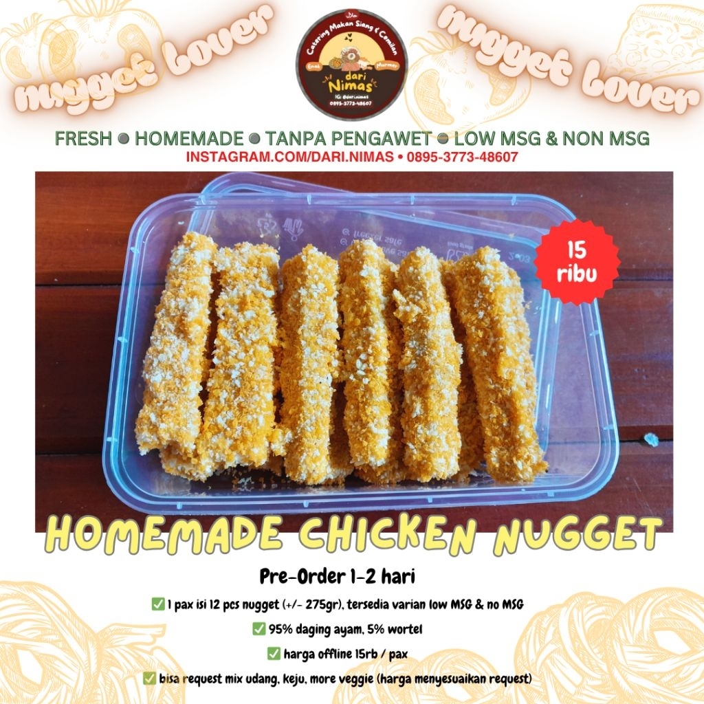 

HOMEMADE HOMED CHICKEN NUGGET NAGET AYAM CHICKEN NAGET ● NUGGET NAGET SEHAT LOW MSG ATAU NO MSG ● NUGGET TANPA PENGAWET
