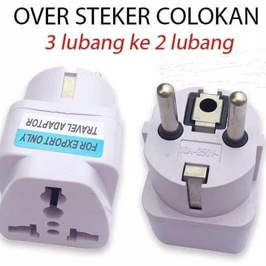 BATOK / TRAVEL ADAPTOR SAMBUNGAN CHARGER KAKI 3 KE KAKI 2 COLOKAN OVER STEAKER
