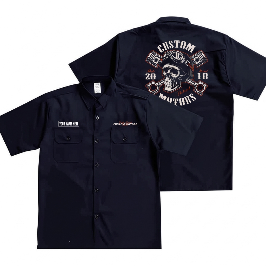 Kemeja PDH WORKSHIRT motor custom – American Drill Sablon – Seragam Komunitas Motor