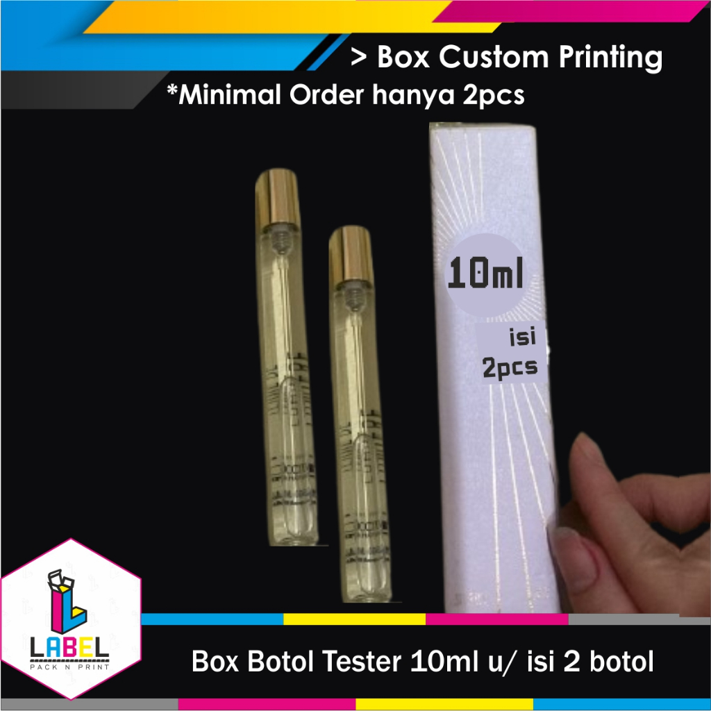 

Dus packaging / Box Botol Tester 10ml (untuk isi 2 botol) Custom Desain