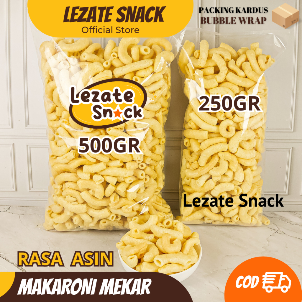 

Makaroni Asin Gurih 500GR Murah Enak Renyah Kiloan / Makaroni Mekar Asin / Makroni Asin Kiloan 1 / 4 kg Lezate Snack LEZATE SNACK