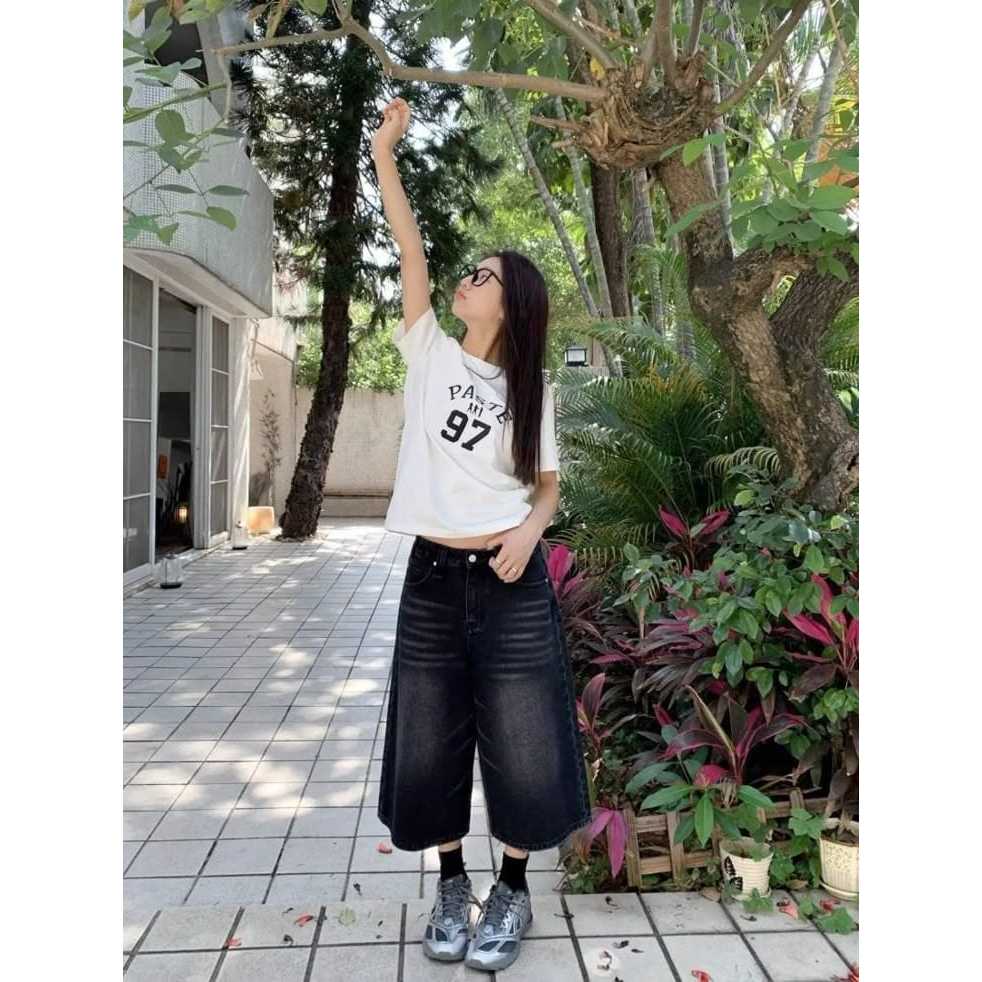 Jorts Baggy Jeans - Baggy Jeans 3/4 Short Retro Pria dan Wanta