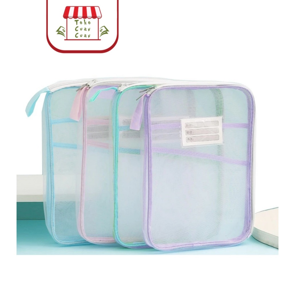 

TCC Document Bag Transparan 3 Lapis Tas Folder Portabel Jaring Penyimpanan Dokumen Tas Klasifikasi Buku Teks