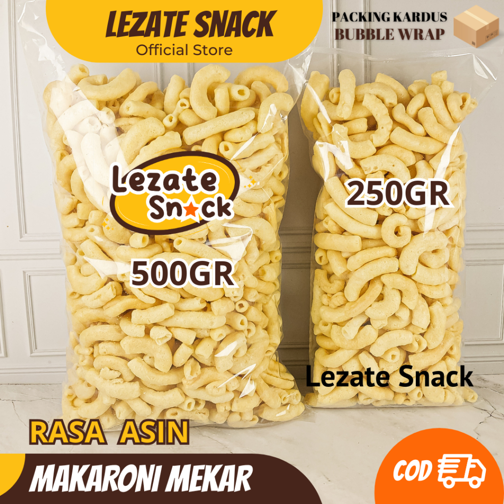 

Makaroni Asin Gurih 500GR Murah Enak Renyah Kiloan / Makaroni Mekar Asin / Makroni Asin Kiloan 1 / 4 kg Lezate Snack