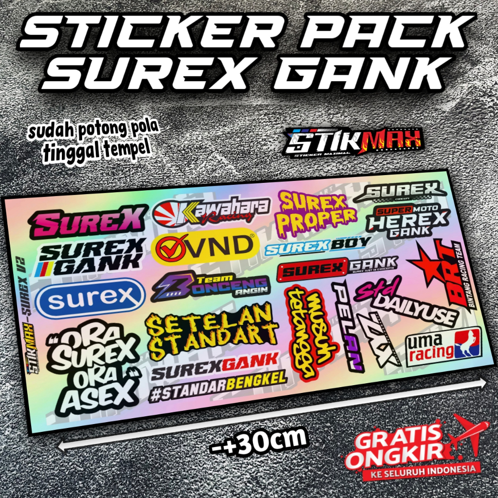 STIKMAX | SUREX GANK V2 STICKER HOLOGRAM PACK SUREX SUPERMOTO HEREX STYLE STIKER STIKER CRF HEREX ST