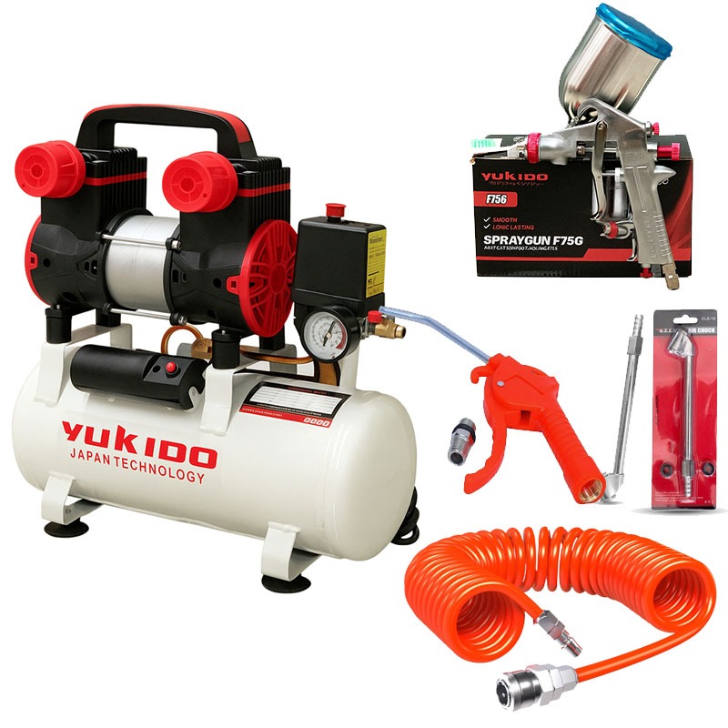 TRANDING  PROMO MESIN paket Kompresor Angin / Kompresor Udara lengkap 7 ITEM tukang cat/bengkel moto