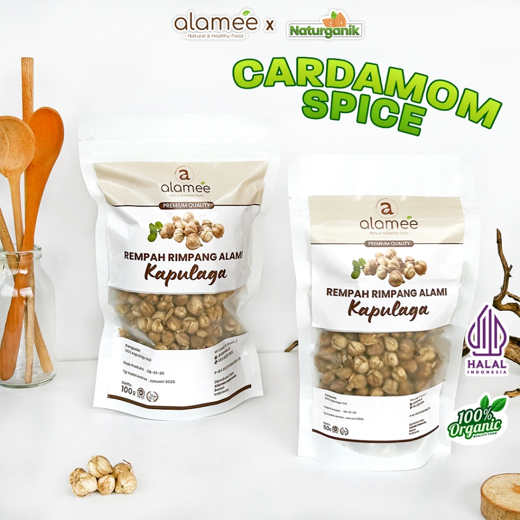 

ALAMEE Kapulaga Lokal Kapolaga Kering Cardamom Kapol Spice Rempah Rimpang Organik Alami Naturganik