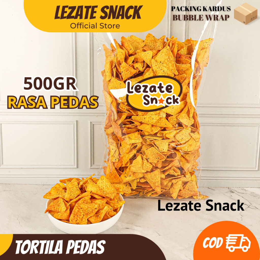 

Tortila Chips Pedas 500GR Murah Gurih Renyah / Tortilla Chips Kiloan / Tortila Chip Snack / Doritos Kiloan Lezate Snack LEZATE SNACK