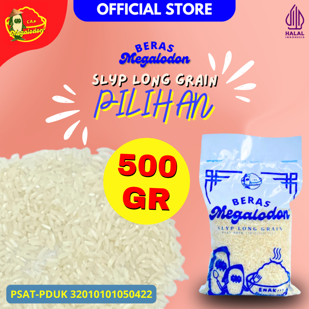 

Beras Cap Megalodon SLYP LONG GRAIN PILIHAN 500 Gr Bersih, Berkualitas & Terjamin