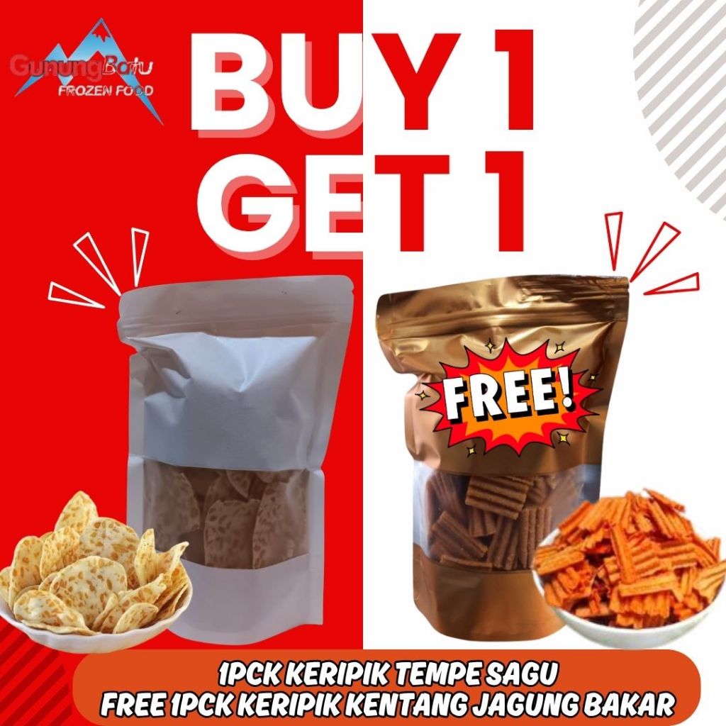 

BELI 1 GRATIS 1 KERIPIK TEMPE SAGU FREE KERIPIK KENTANG RASA JAGUNG BAKAR