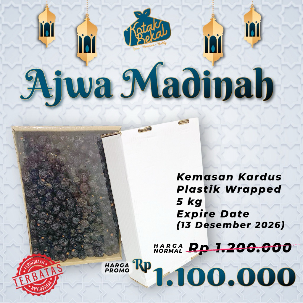

Ajwa Madinah PREMIUM 100% ASLI MADINAH 5kg (1 dus)