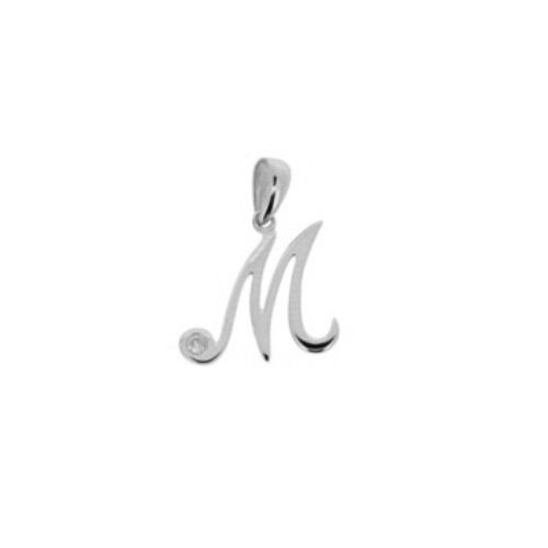 GOLDMART Liontin Emas Berlian Charmora Alphabet - Huruf M (Kuning/Putih) TP 0440