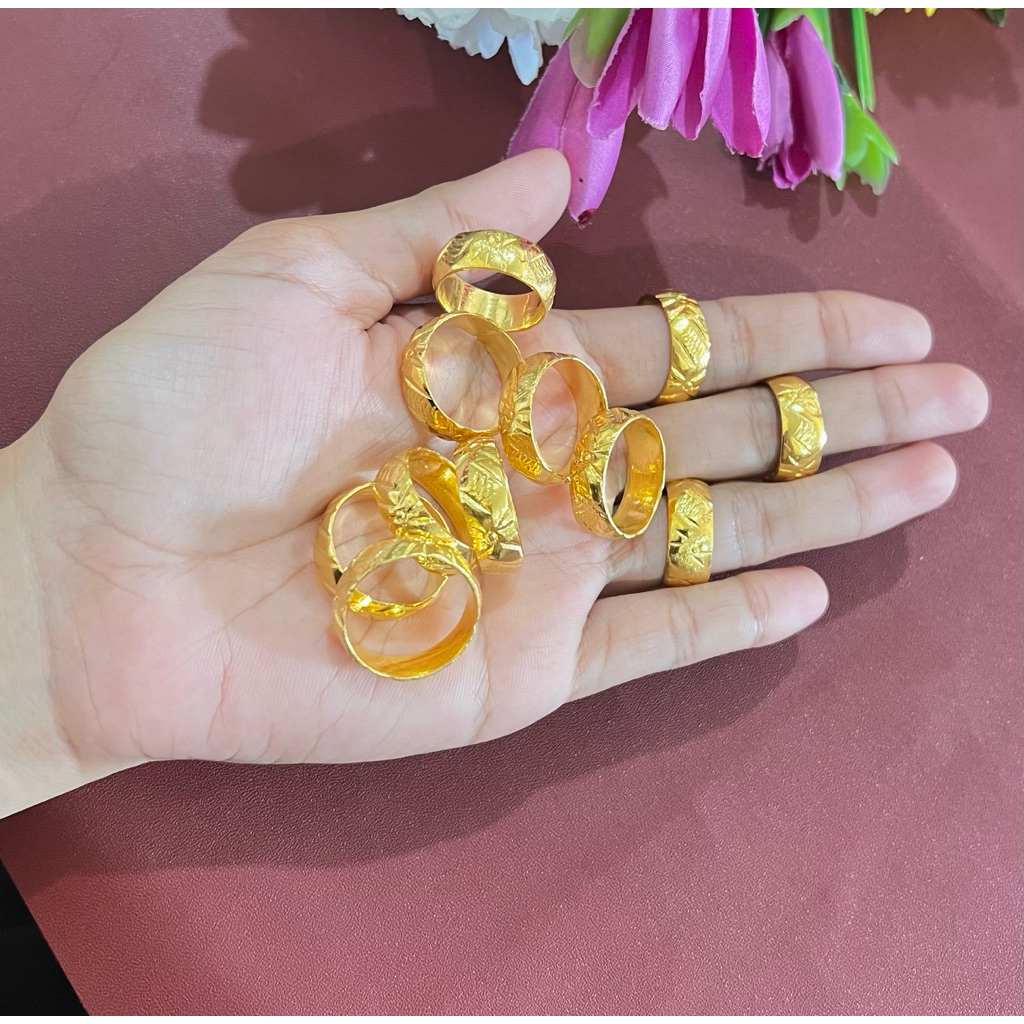 cincin ukir kembang besar koin 91