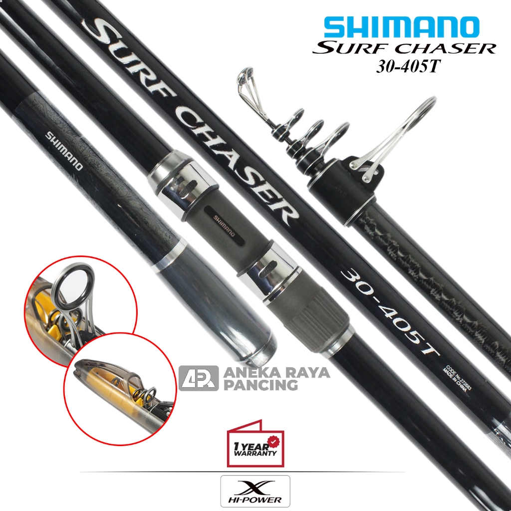 Joran Teleskopik Shimano Surf Chaser 405 - 425T | X Hi Power Blank | Surfcasting Pinggir Laut | Anek