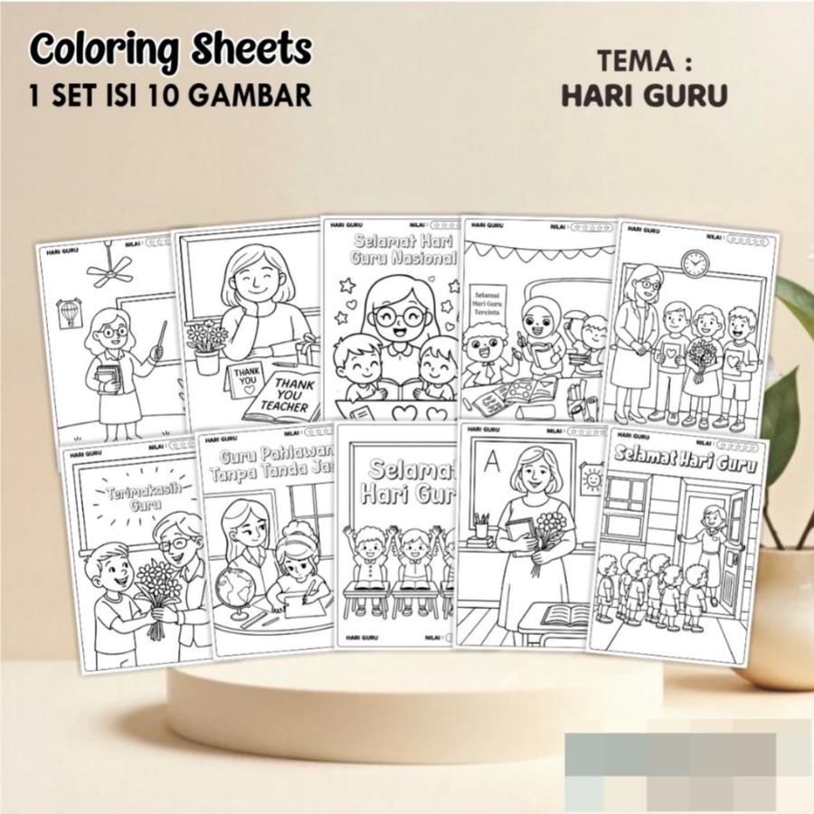 

KERTAS GAMBAR MEWARNAI TEMA HARI BESAR NASIONAL - LEMBAR COLORING SHEETS ISI 10 LEMBAR [A4] READY