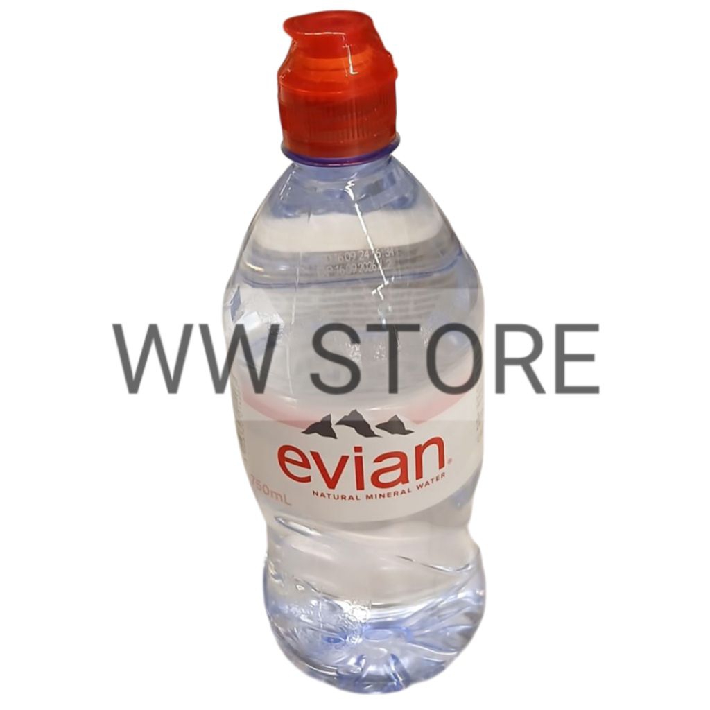 

Minuman air minum alami dalam kemasan evian NATURAL MINERAL WATER botol PET bottle 750ml