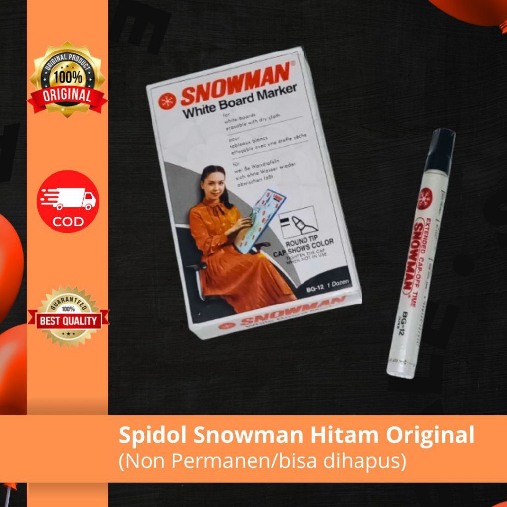 

Spidol Snowman White Board BG-12 | Non Permanen | Hitam (per 1 pcs)