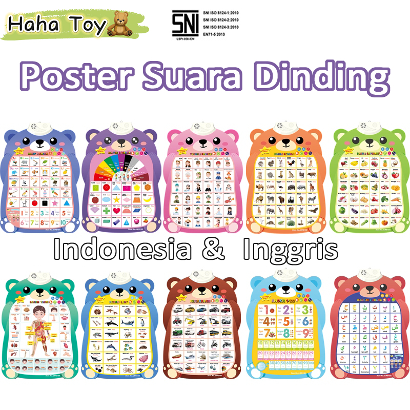 HAHA TOY Poster Bicara Edukasi PAUD Anak 2-6 Tahun Mainan Musik Indonesia Inggris Arab