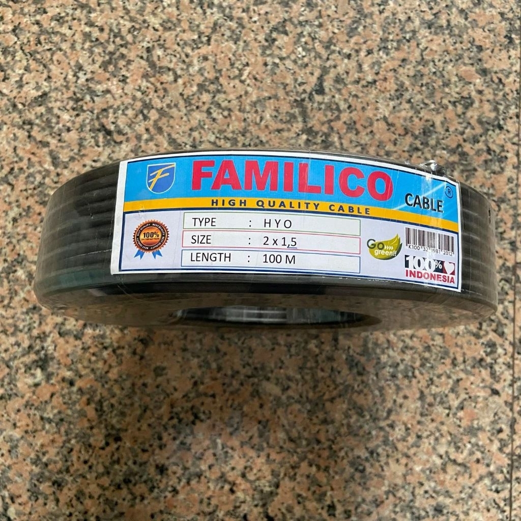KABEL FAMILICO HYO 2x1,5 100M HITAM