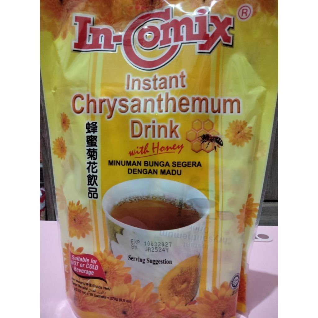 

In-Comix Instant Chrysanthemum Drink with Honey – Minuman Bunga Krisan dengan Madu (18 Sachet x 15g)