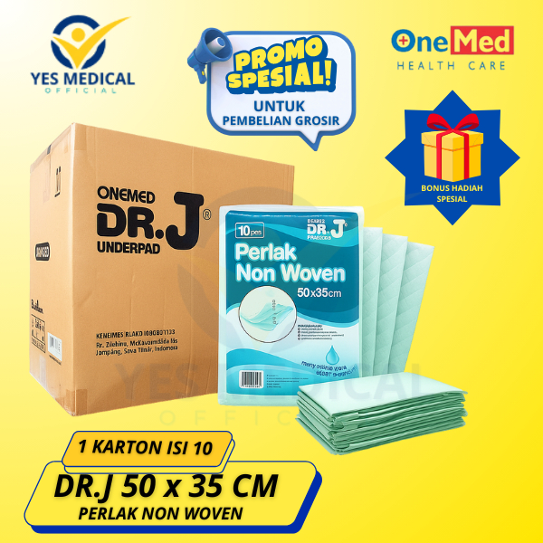 HARGA GROSIR Underpad Dr. J Perlak Alas Popok 60 x 90 cm Onemed 1 Karton Isi 10 Pack / Underpad 60x9