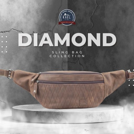 Kael Leather Diamond Waistbag - Tas Pinggang Pria Kulit Sapi Asli