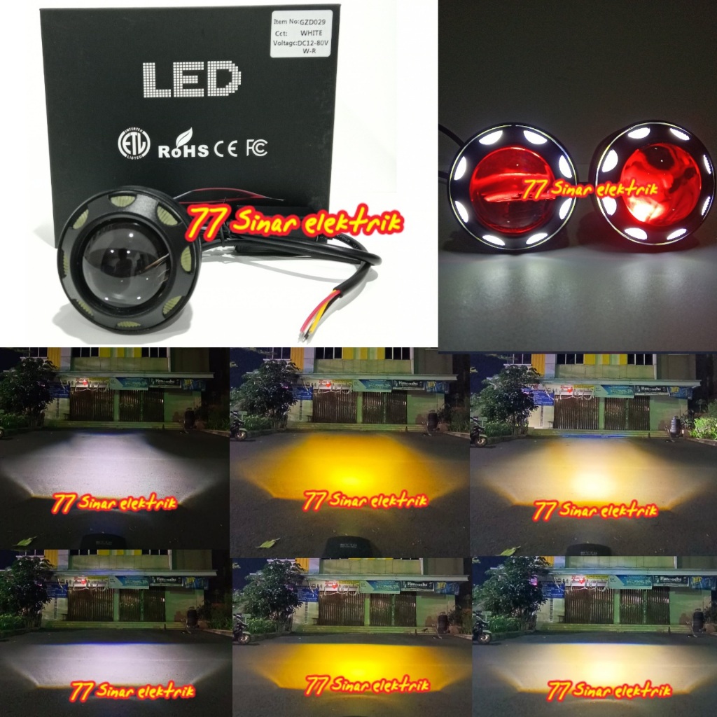 Lampu Tembak Sorot Led MYTH Cahaya Biled 2.5 Inch Ring Devil Bulat 3 Warna Waterproof Universal