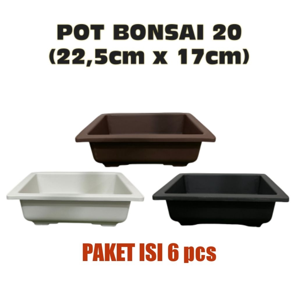 pot bonsai kotak ukuran 20 PAKET isi 6pcs murah / pot bunga ceper untuk bonsai