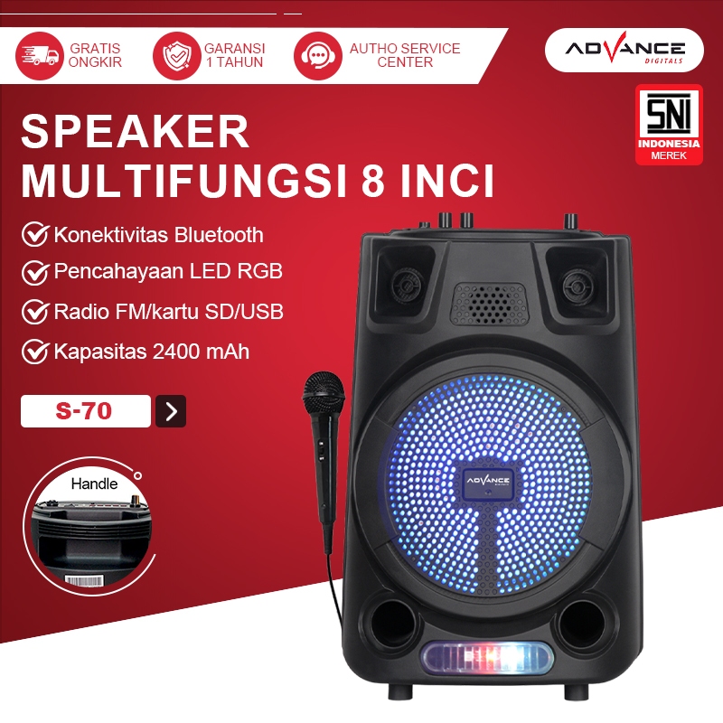 Advance speaker bluetooth S-70 salon aktif bluetooth full bass speaker aktif murah speaker subwoofer