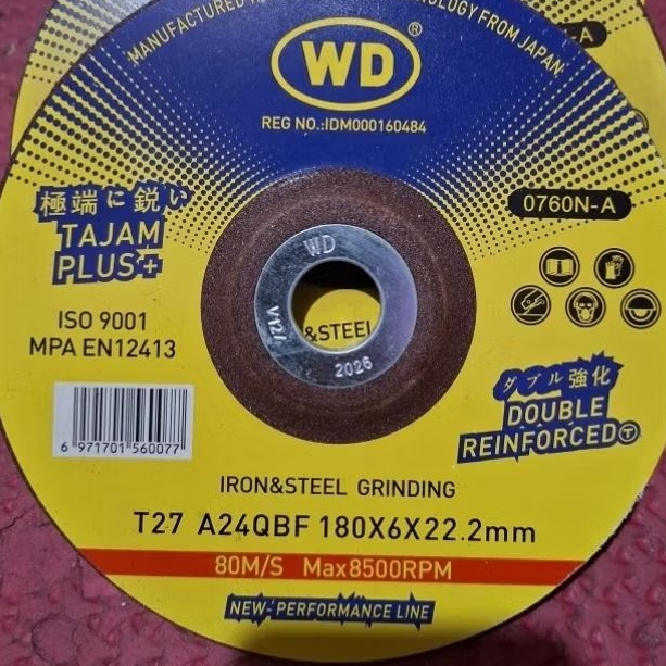 batu gerinda poles 7 inch WD TAJAM PLUS. T27 180x6x22.2mm