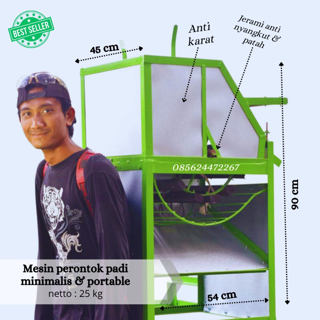 COD || Power Thesher Mini / Mesin Perontok Padi Minimalis & Portable / Mesin Panen Padi (Lengkap tin