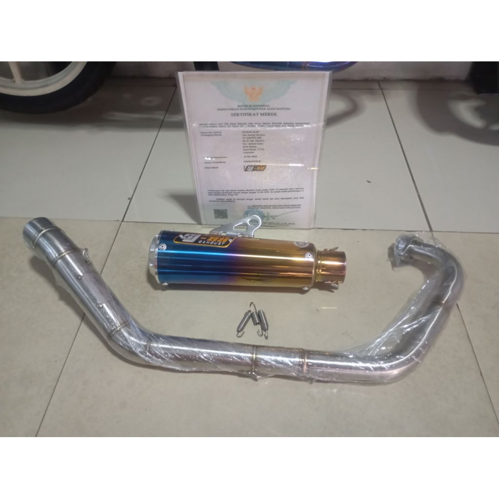 knalpot satria fu karbu SJ-88 Headre polos Silincer gp20 Bluegold