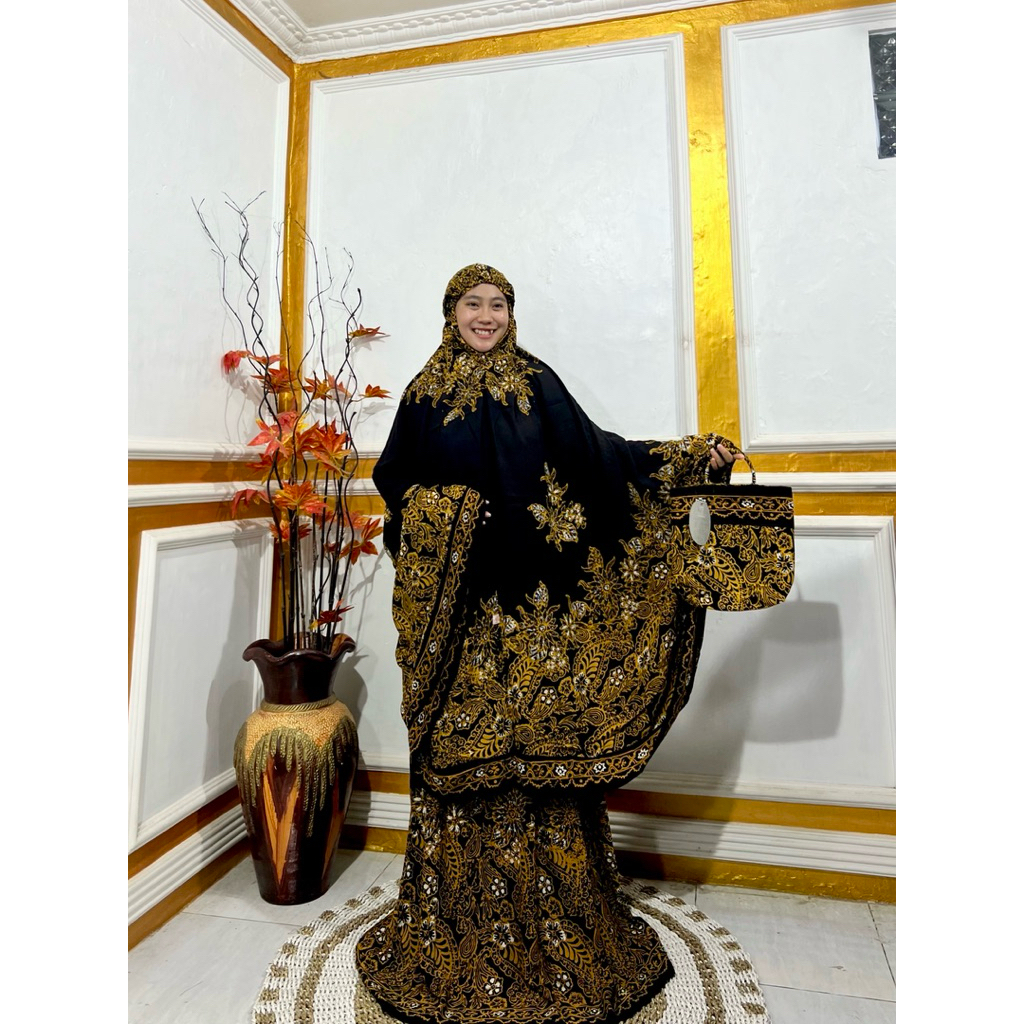 MUKENAH JUMBO BATIK CAP SOGAN GOLD // RAYON SAMITEX// MUKENA DEWASA