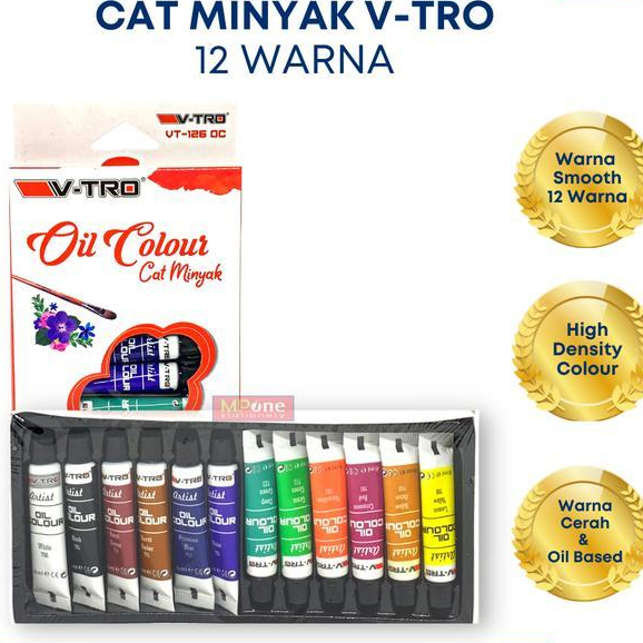 

Cat Minyak Lukis Kanvas 1 Set 6ml V-tro Vtro Oil Colour Vitro Color 12 Warna 6 ml