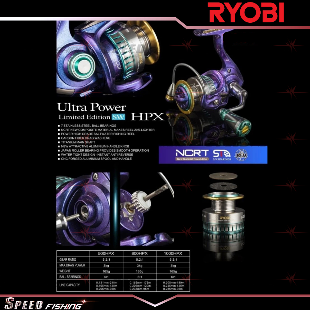 Reel Ryobi Ultra Power SW 500 800 1000 HPX Limited Edition Spinning Ultralight