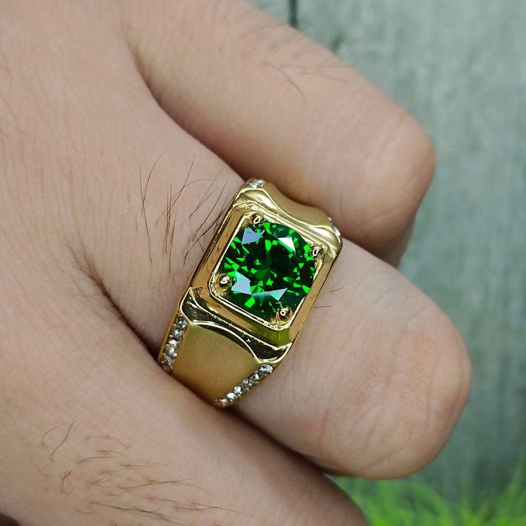 Batu green topas cutting bulat