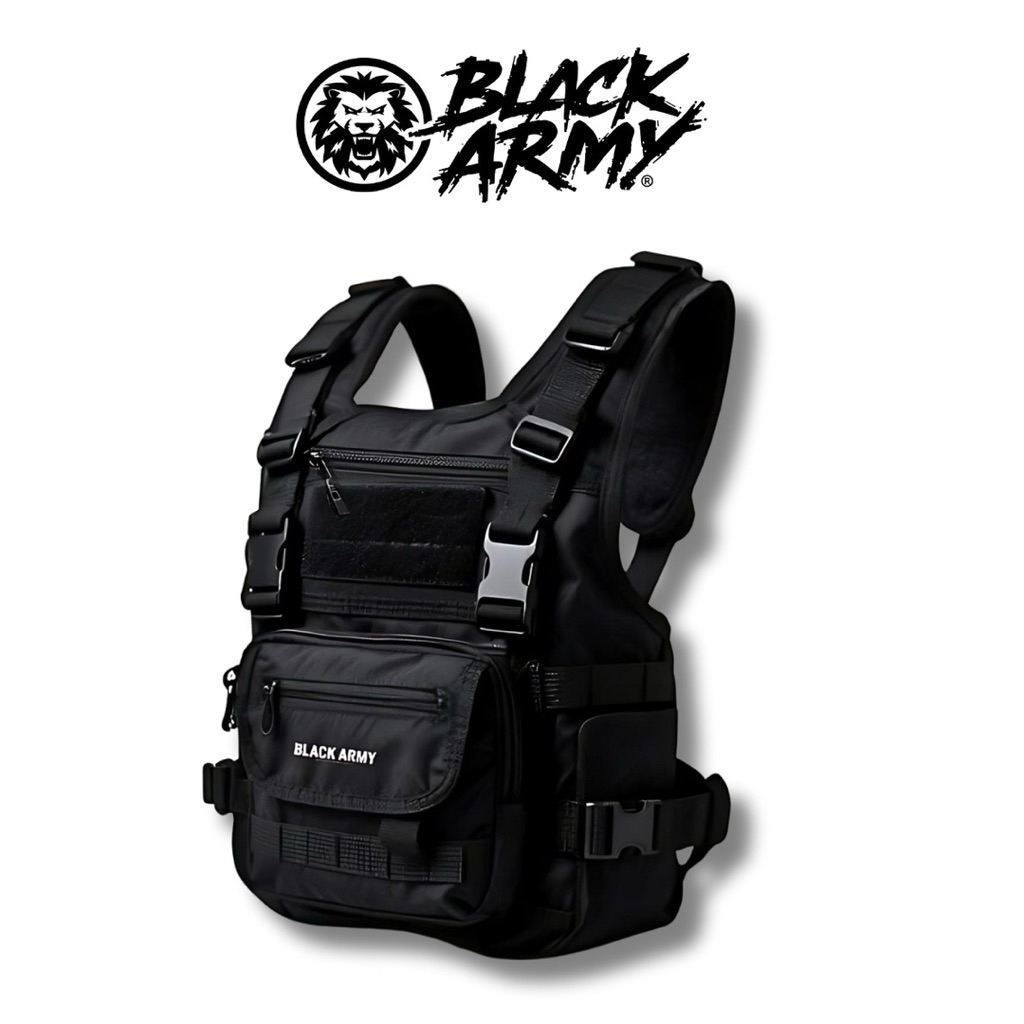 Black army tas dada pria tactical army kekinian distro rompi pelindung dada