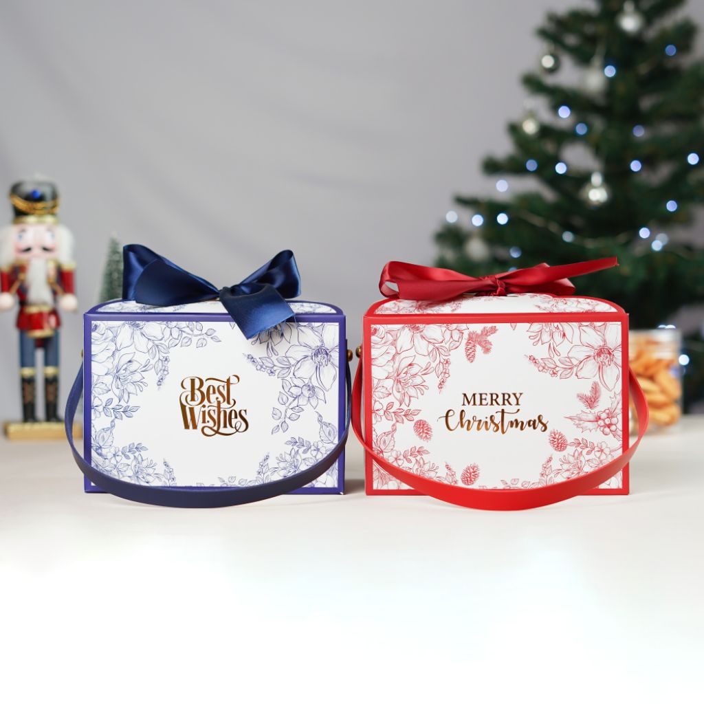 

Box Merry Christmas Red and Best Wishes Blue Box Natal Hampers 2 Toples Premium