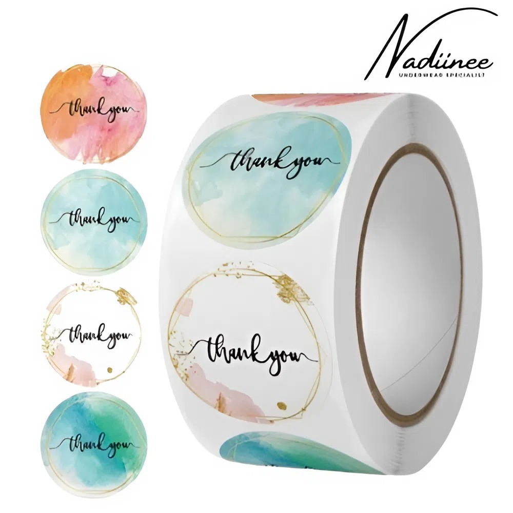 

Stiker Thank You Isi 500 pcs Bahan Kertas Berkualitas Sticker Roll Label Bulat Makanan Minuman Murah