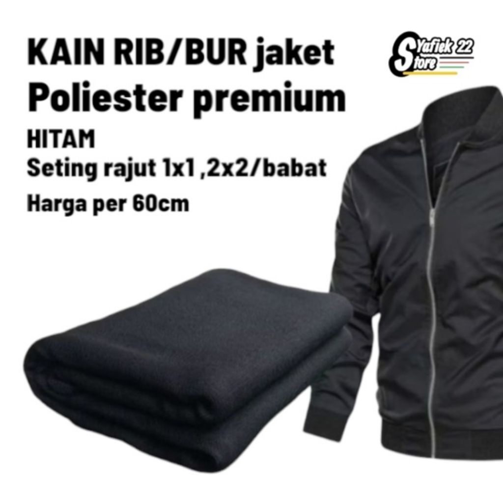 RIB BUR Jaket hitam bahan polyester murah