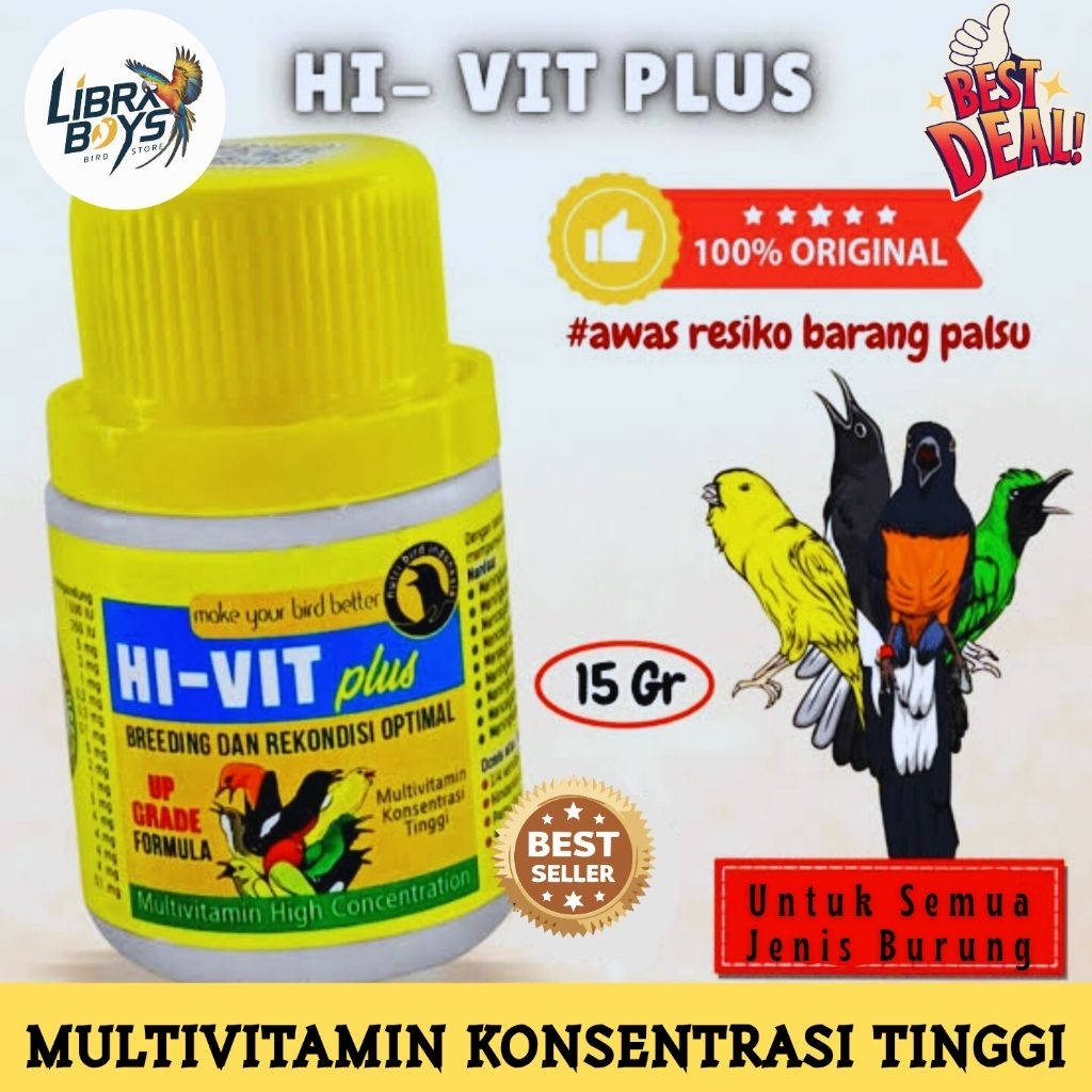 HI VIT PLUS Multivitamin Burung Konsentrasi Tinggi Untuk Breeding & Rekondisi Secara Optimal