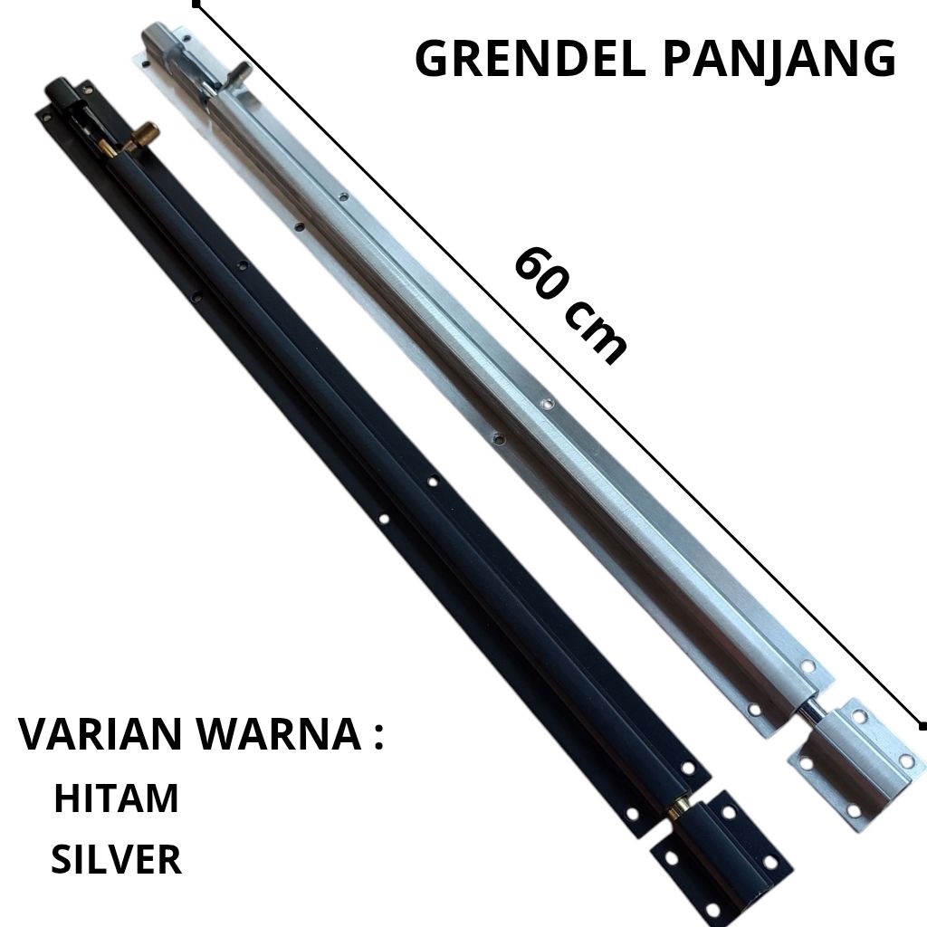 Grendel Pengunci Pintu Panjang Hitam Dan Silver bahan Alumunium Teball
