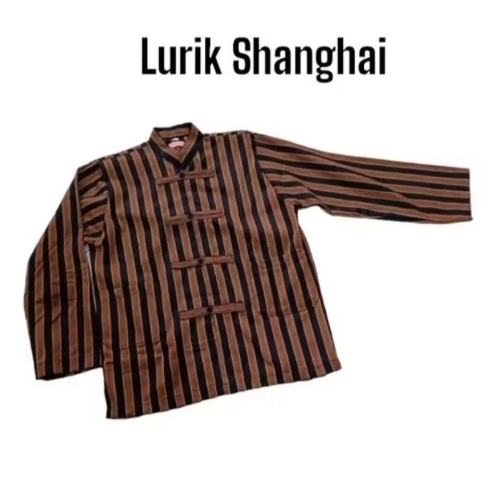 baju koko shanghai lurik dewasa/baju adat Koko lurik Shanghai/Surjan model koko