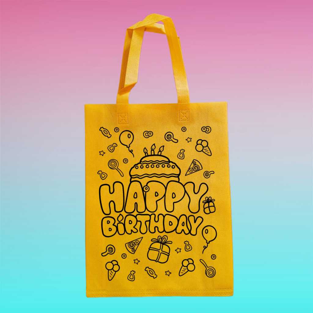 

( Harga Per PCS ) - Goodie Bag Spunbond 25x35 Tas Happy Birthday Untuk Bingkisan Anak