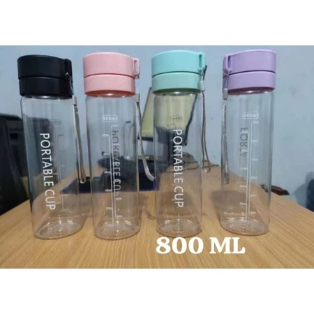 5 PCS BOTOL KACA PLASTIK PORTABLE 800ML