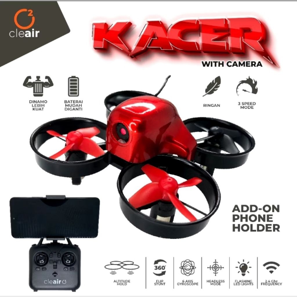 DRONE REMOTE CONTROL CAMERA & NON KAMERA CLEAIR KACER O2 KONTROL MAINAN ANAK DAN DEWASA TERLARIS