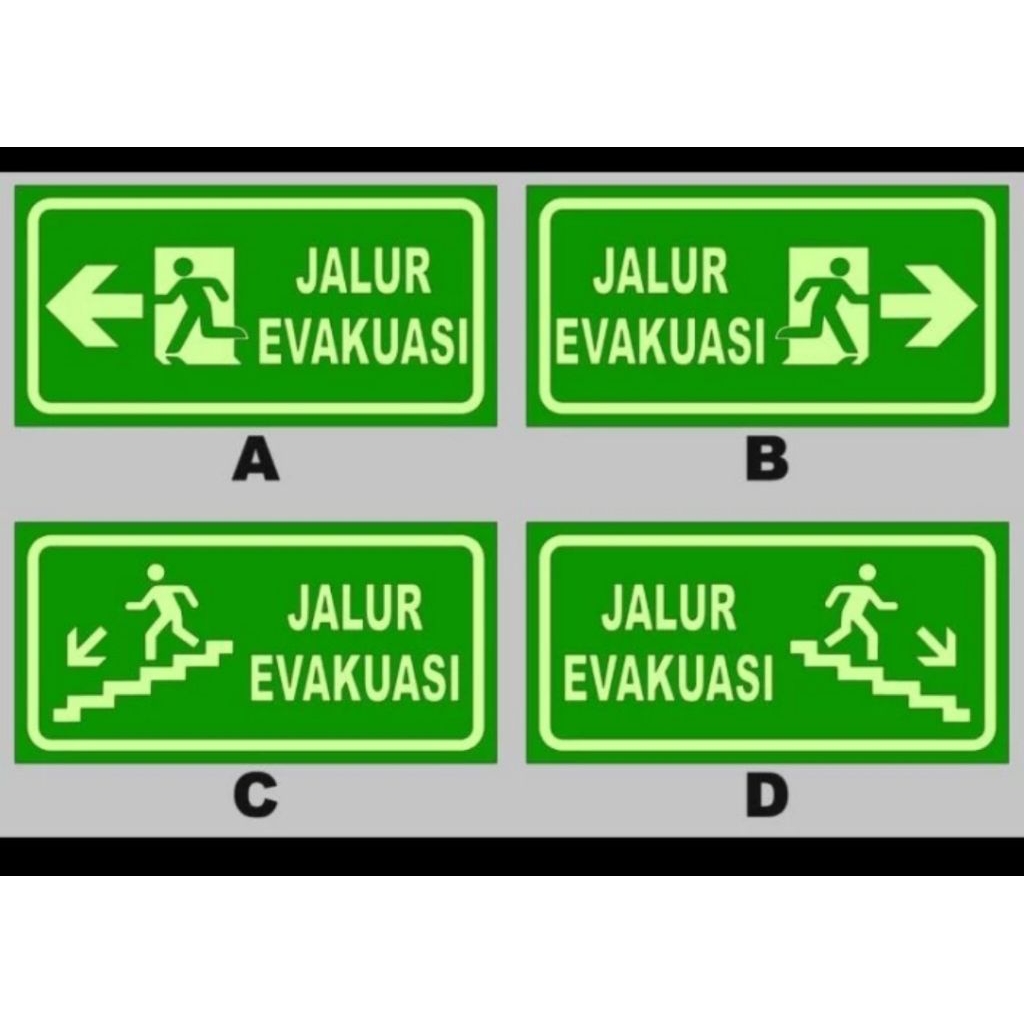 

STIKER JALUR EVAKUASI ( GLOW IN THE DARK ) UK 15 X 30 CM STIKER SAFETY